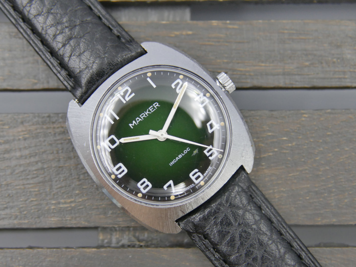 Vintage watch swiss Marker Manual Wind ST 97 Green Fumé Dial serviced