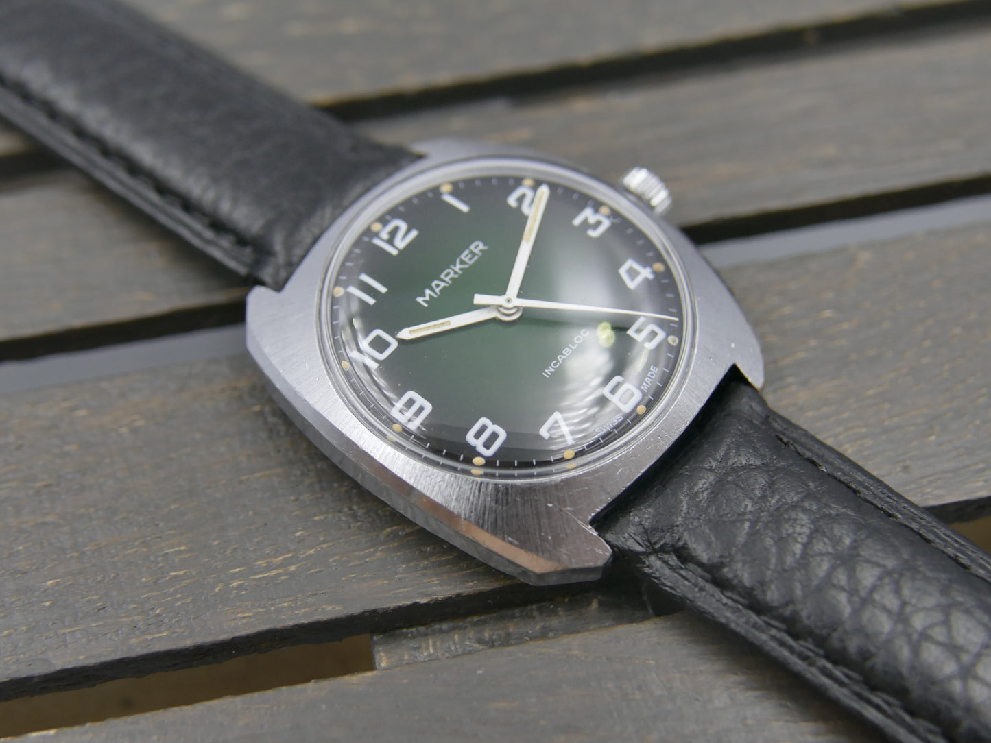 Vintage watch swiss Marker Manual Wind ST 97 Green Fumé Dial serviced