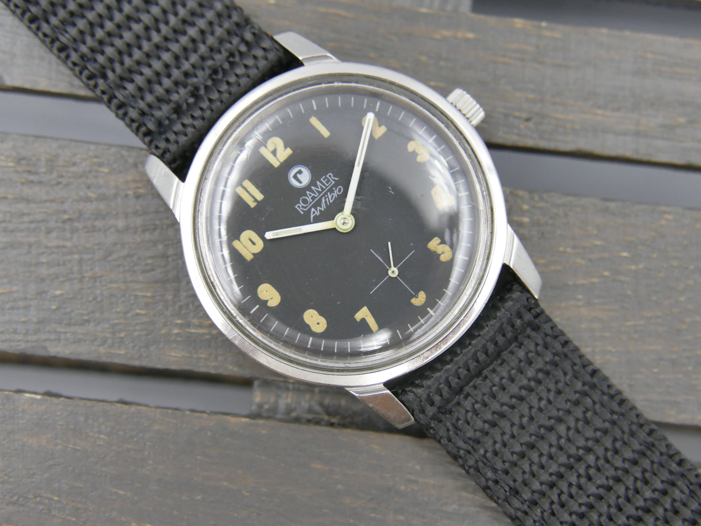 60s vintage watch mens Roamer Anfibio ref. 424-1120.008 military style