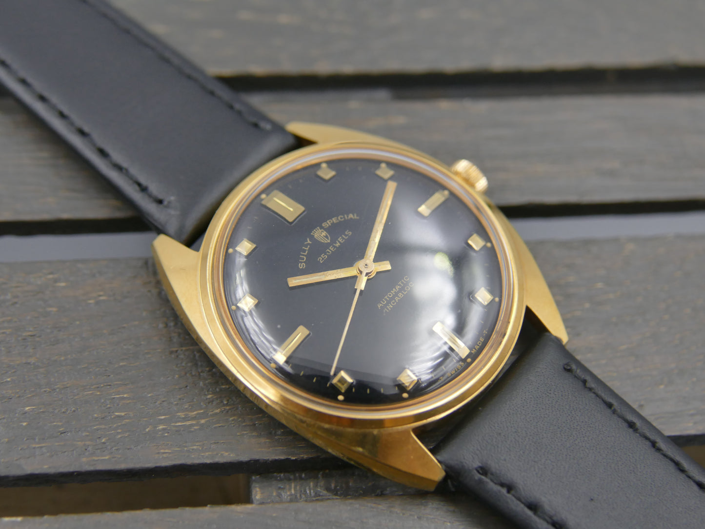 60s vintage watch mens Sully Special Automatic ETA 2451 - 25J Black Dial