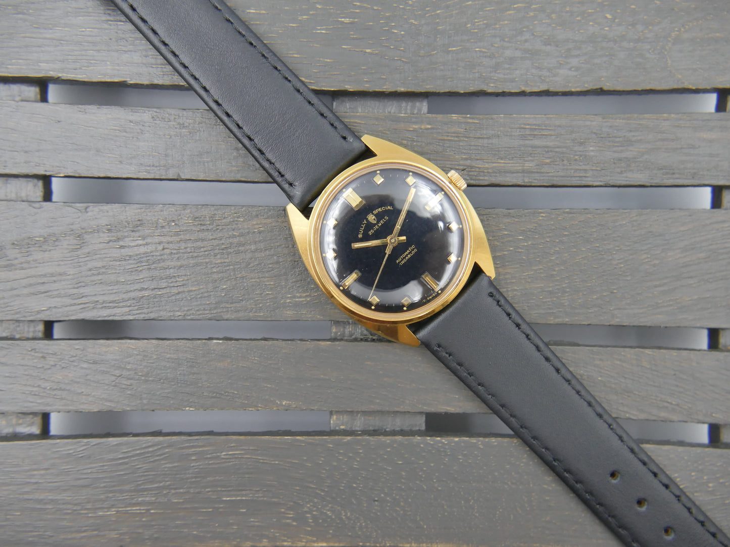 60s vintage watch mens Sully Special Automatic ETA 2451 - 25J Black Dial