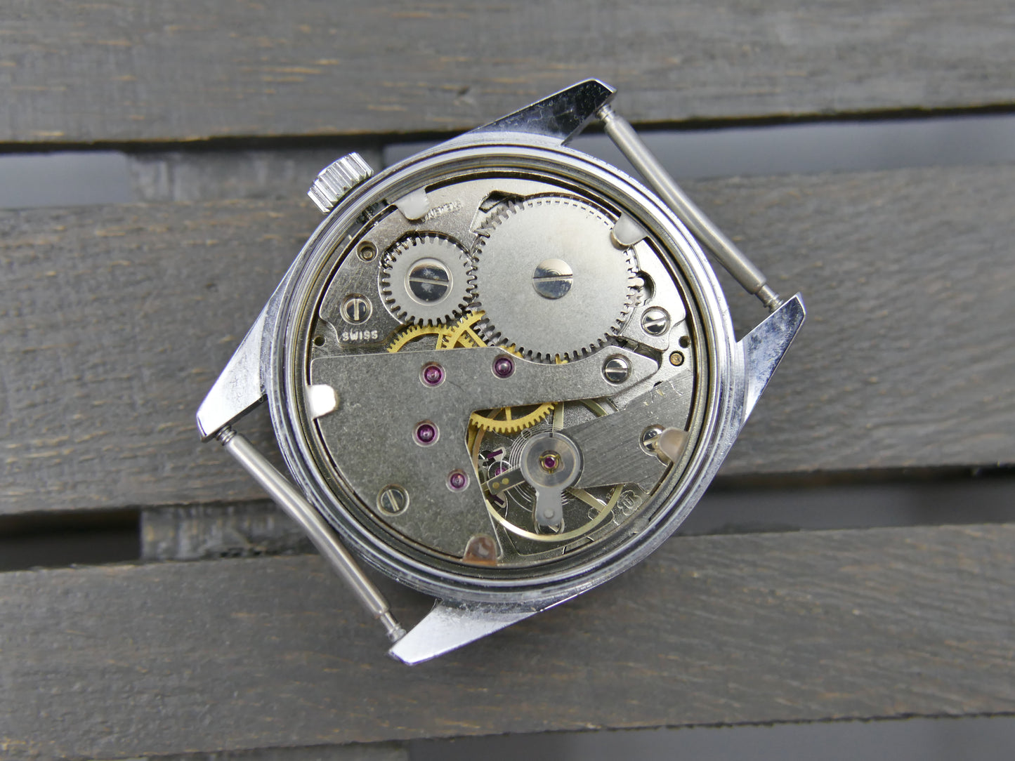 70s vintage watch mens Delvina Geneve hand wind Unitas 6380 military mint