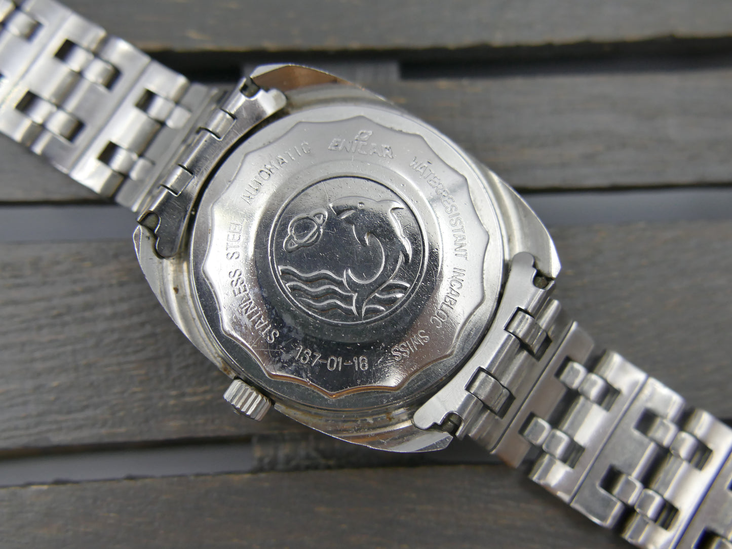 70s vintage watch mens Enicar ref. 167-01-18 automatic cal. AR 167 steel