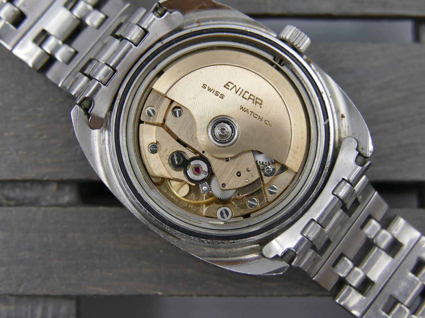 70s vintage watch mens Enicar ref. 167-01-18 automatic cal. AR 167 steel