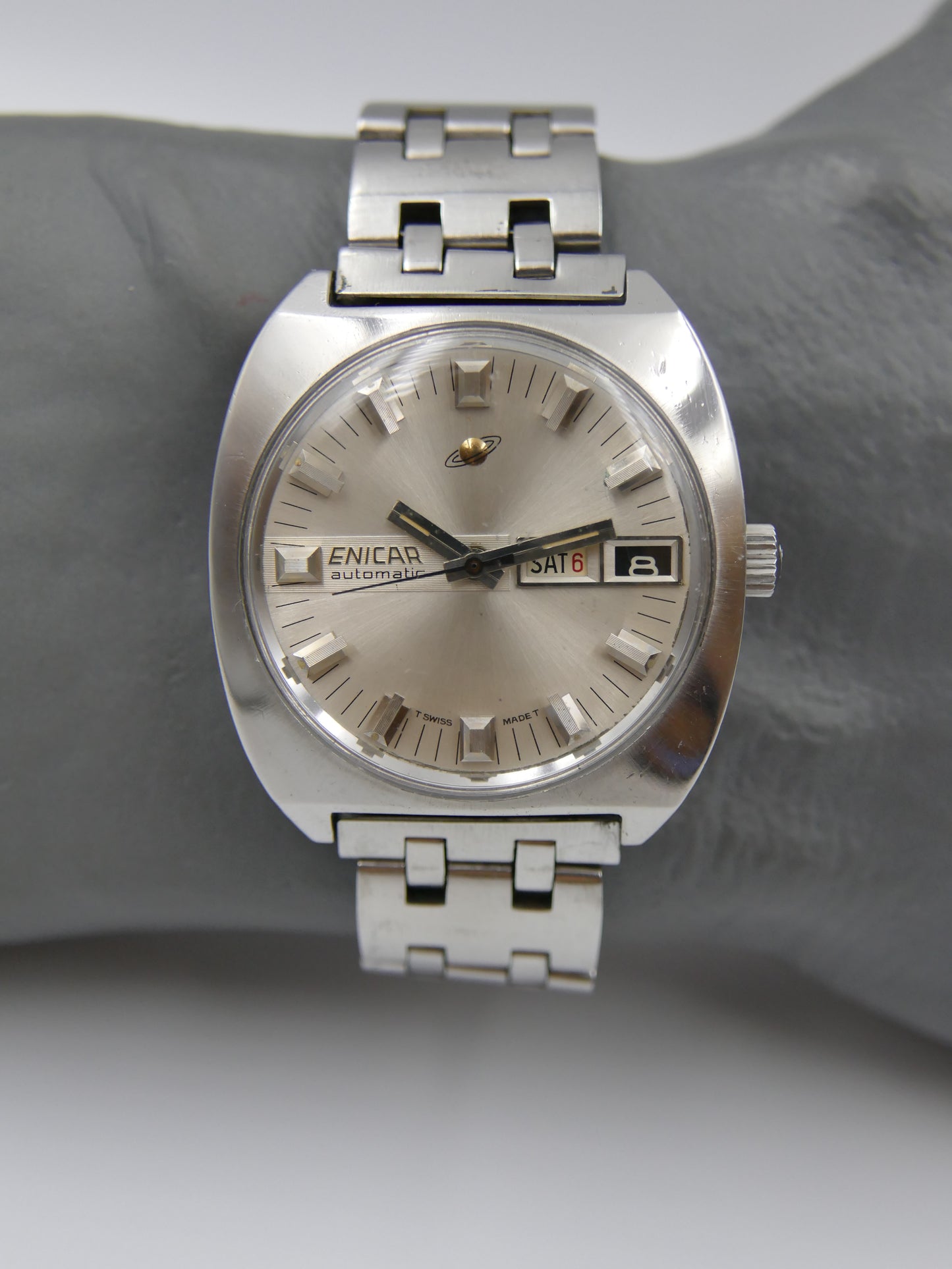 70s vintage watch mens Enicar ref. 167-01-18 automatic cal. AR 167 steel