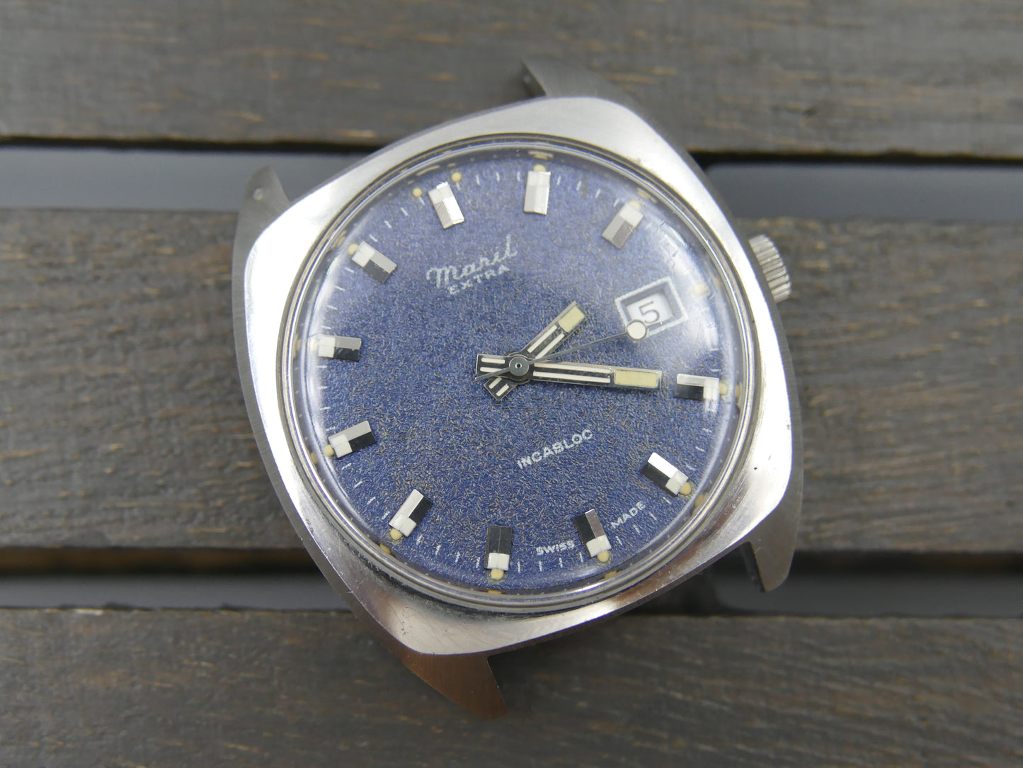 70s vintage watch mens Maril Extra Cushion Case hand wind Cal. SGT 100-1B / FE 140 SS mint