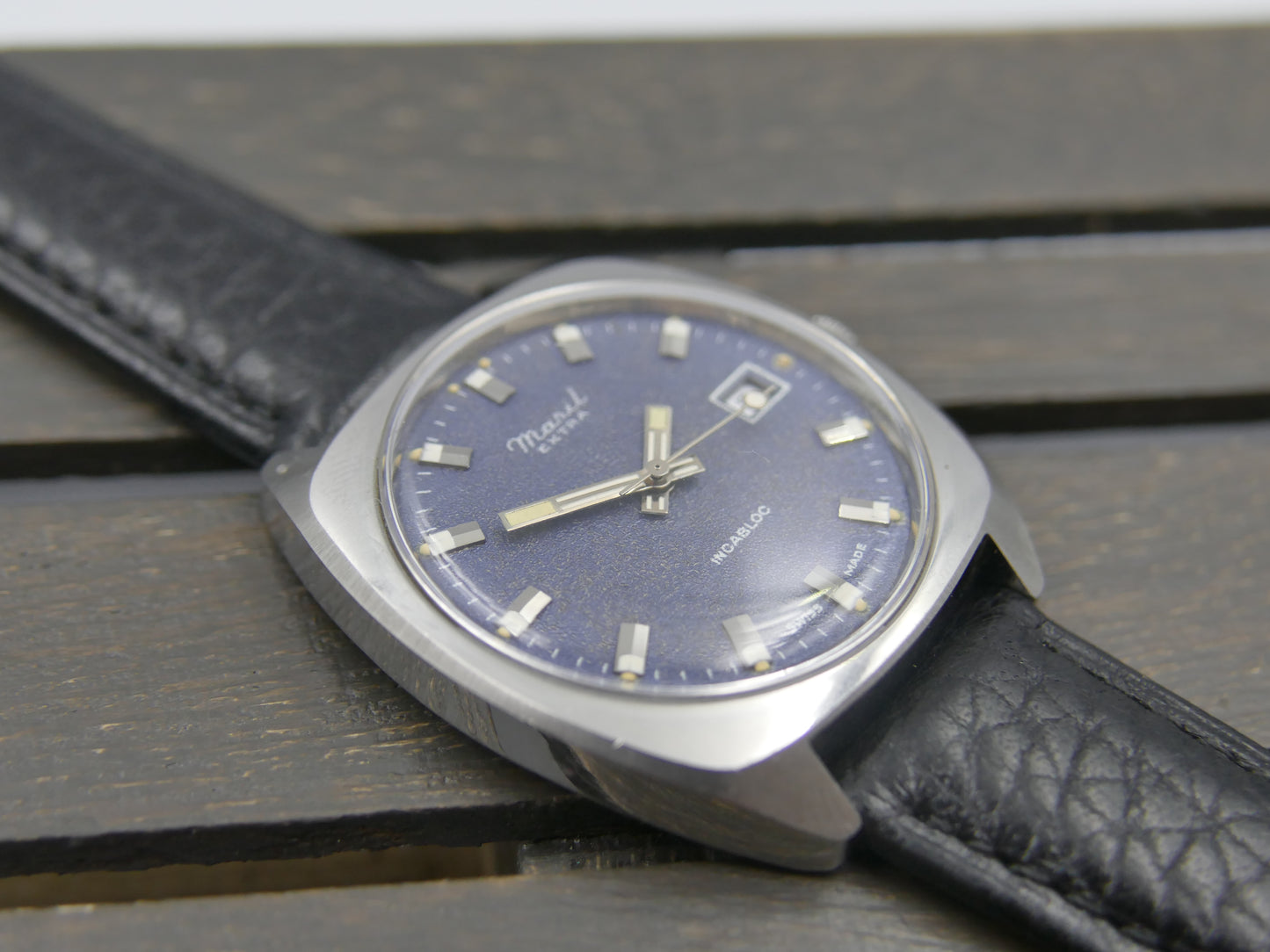 70s vintage watch mens Maril Extra Cushion Case hand wind Cal. SGT 100-1B / FE 140 SS mint