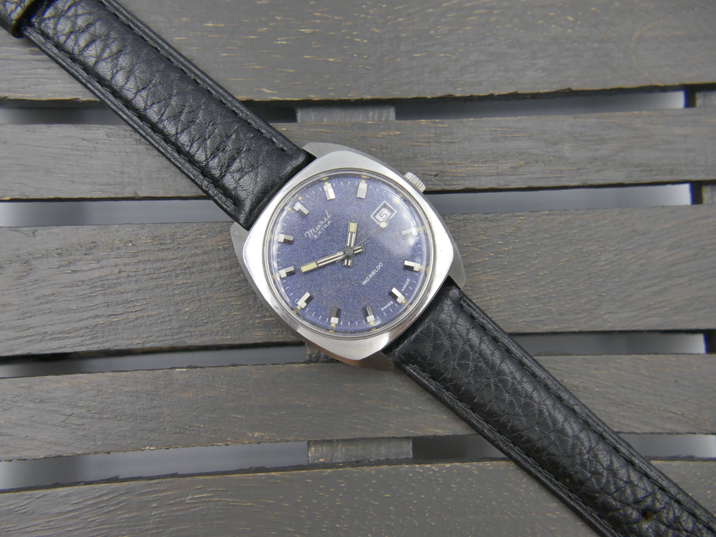 70s vintage watch mens Maril Extra Cushion Case hand wind Cal. SGT 100-1B / FE 140 SS mint
