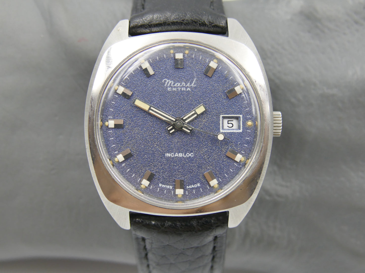 70s vintage watch mens Maril Extra Cushion Case hand wind Cal. SGT 100-1B / FE 140 SS mint