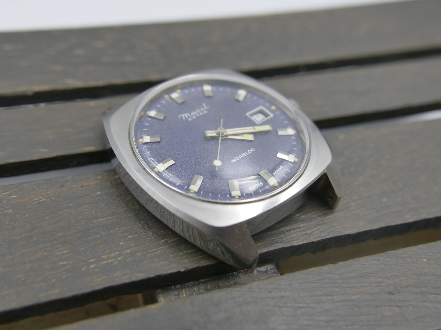 70s vintage watch mens Maril Extra Cushion Case hand wind Cal. SGT 100-1B / FE 140 SS NOS