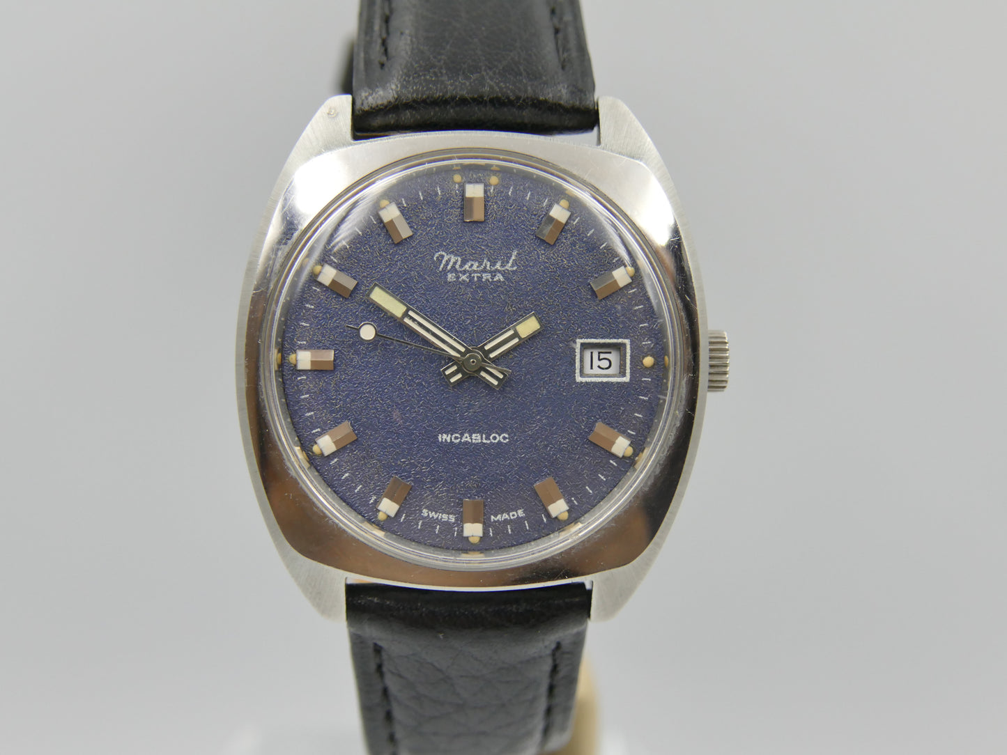 70s vintage watch mens Maril Extra Cushion Case hand wind Cal. SGT 100-1B / FE 140 SS NOS