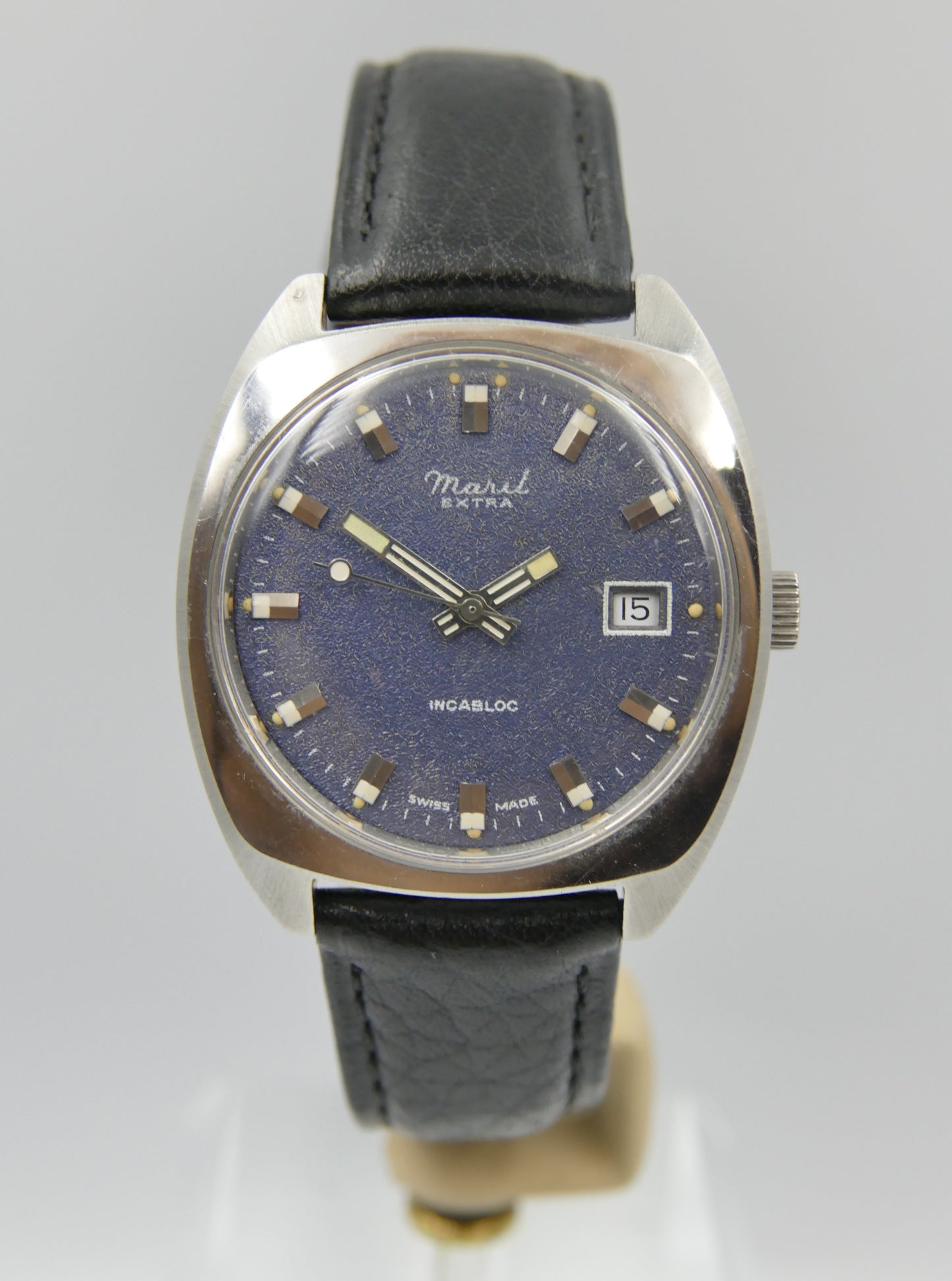 70s vintage watch mens Maril Extra Cushion Case hand wind Cal. SGT 100-1B / FE 140 SS NOS