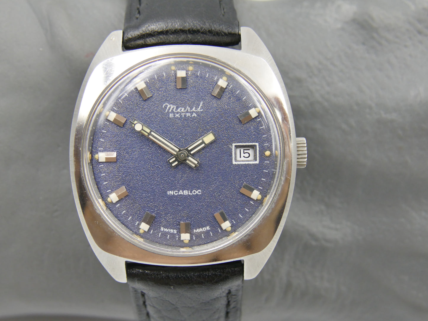 70s vintage watch mens Maril Extra Cushion Case hand wind Cal. SGT 100-1B / FE 140 SS NOS