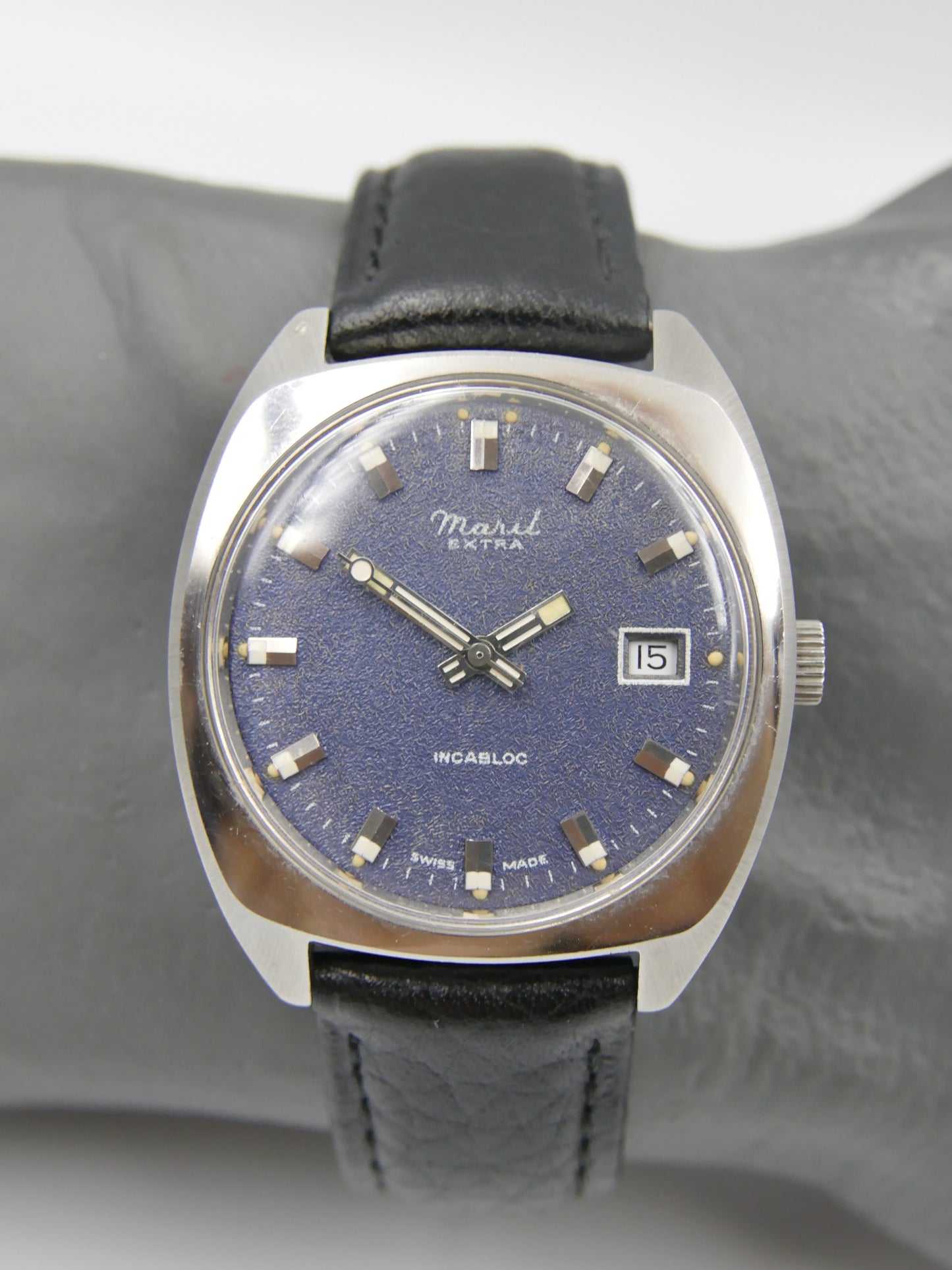 70s vintage watch mens Maril Extra Cushion Case hand wind Cal. SGT 100-1B / FE 140 SS NOS