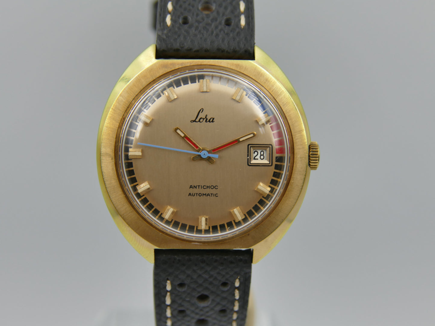70s vintage watch mens Lora Automatic FE 3611 Regatta Dial UFO jumbo case mint