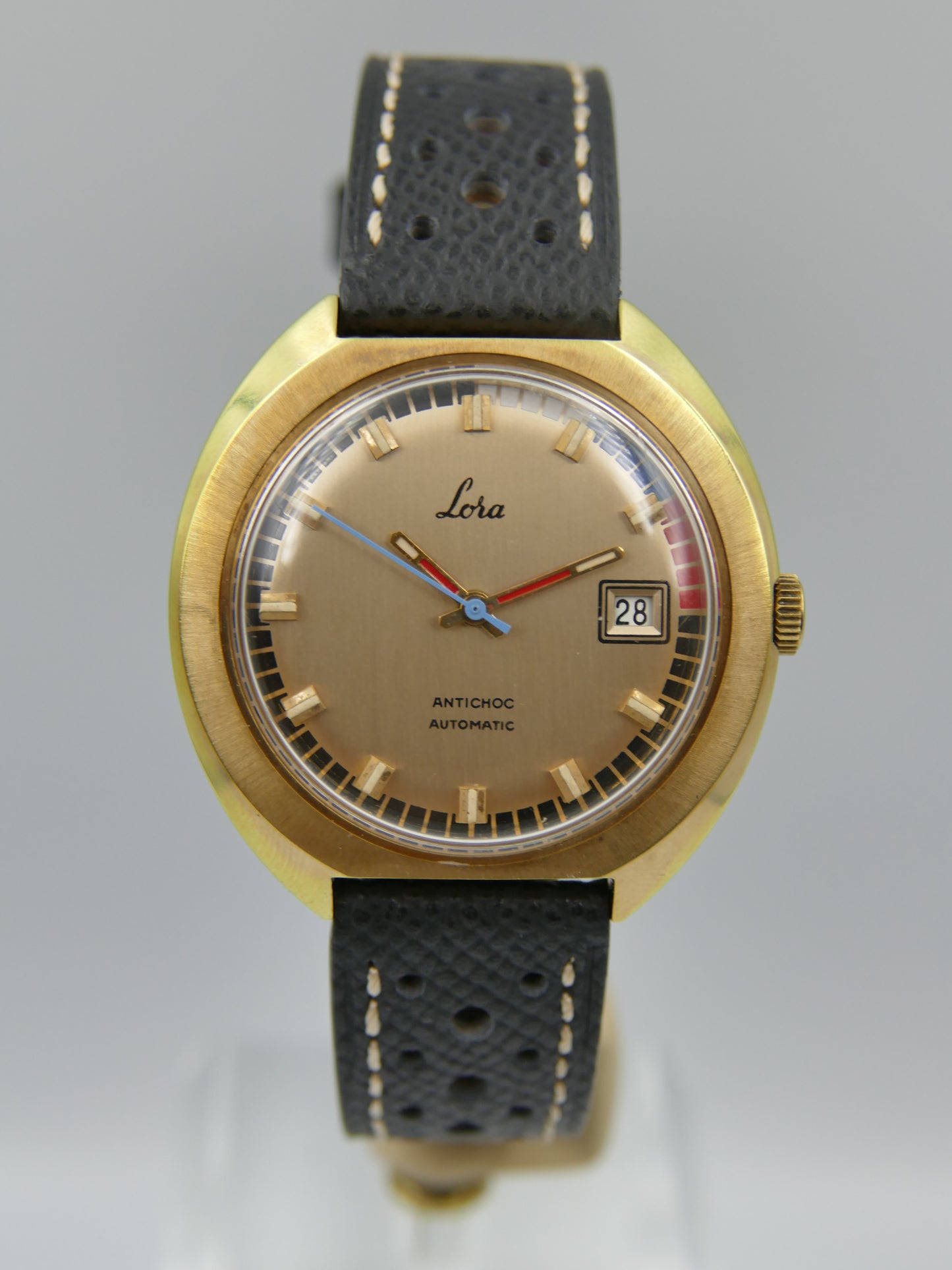 70s vintage watch mens Lora Automatic FE 3611 Regatta Dial UFO jumbo case mint