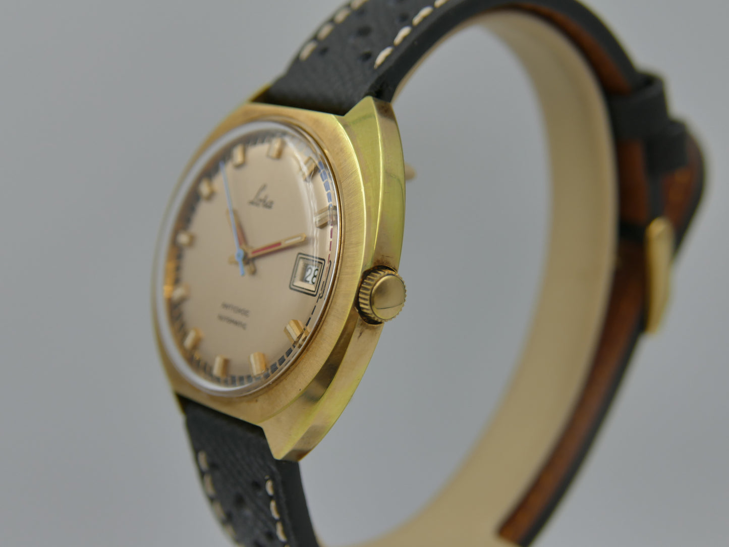 70s vintage watch mens Lora Automatic FE 3611 Regatta Dial UFO jumbo case mint