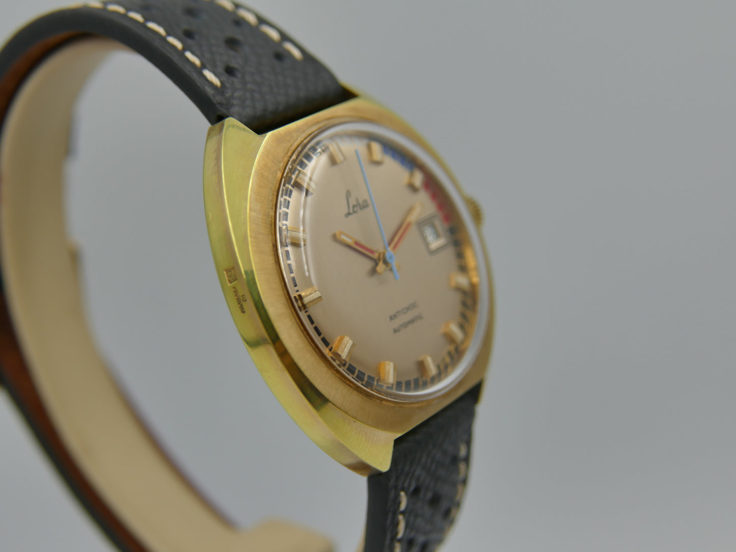 70s vintage watch mens Lora Automatic FE 3611 Regatta Dial UFO jumbo case mint