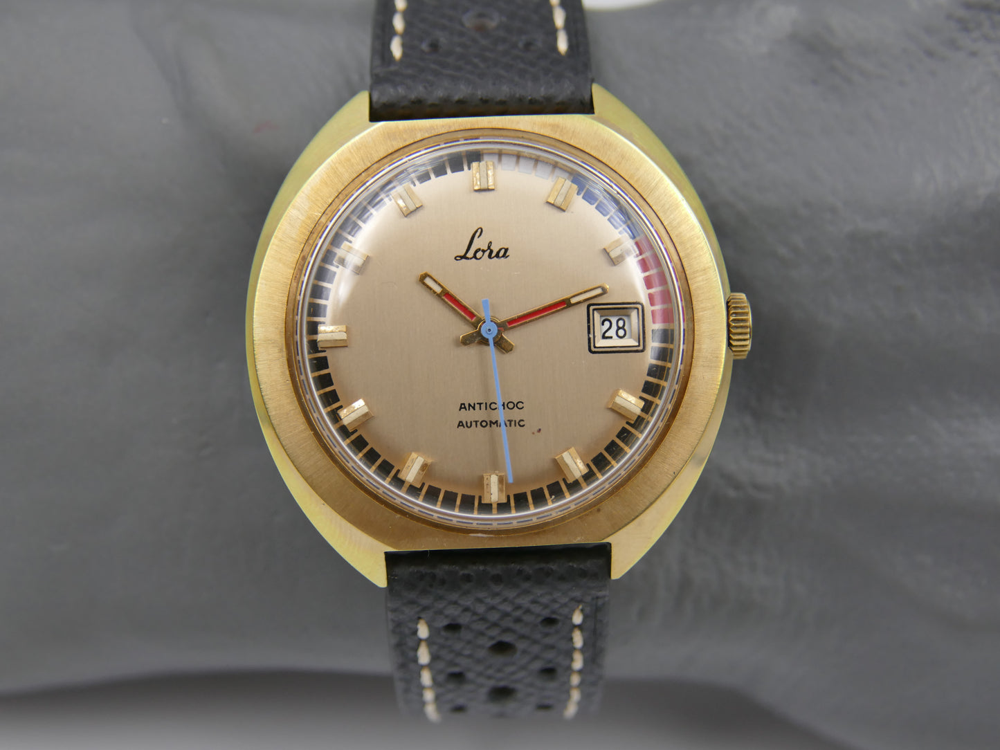 70s vintage watch mens Lora Automatic FE 3611 Regatta Dial UFO jumbo case mint