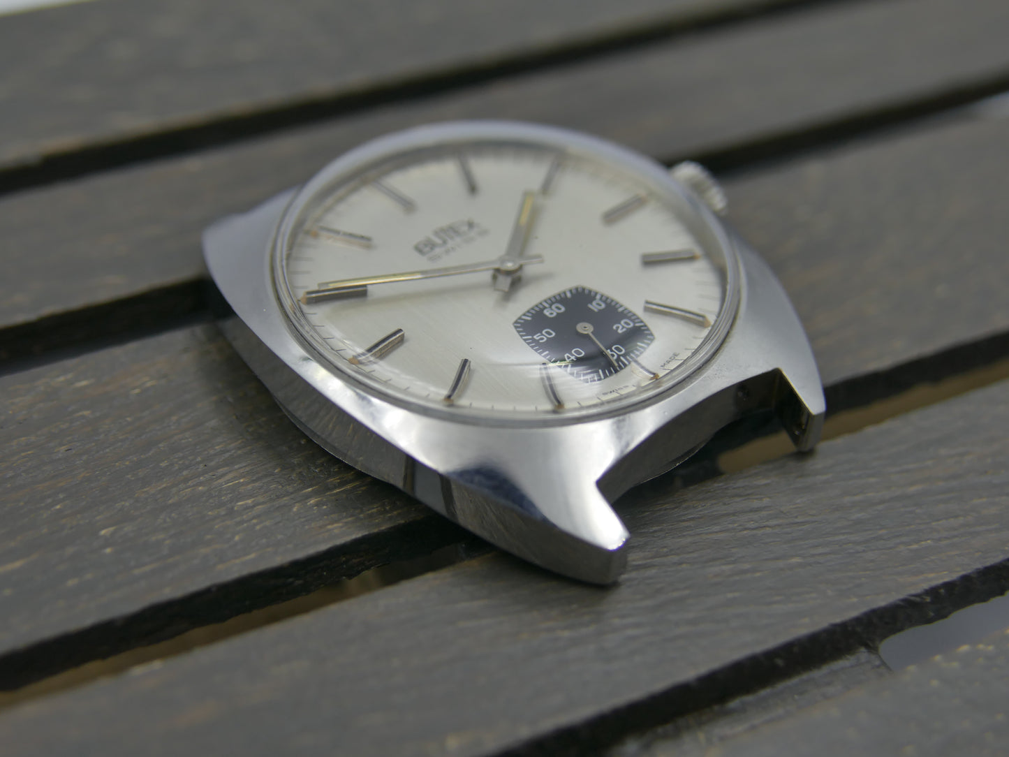 70s vintage watch mens Butex BWC Swiss ref 853016 hand wind unitas 6325 panda style