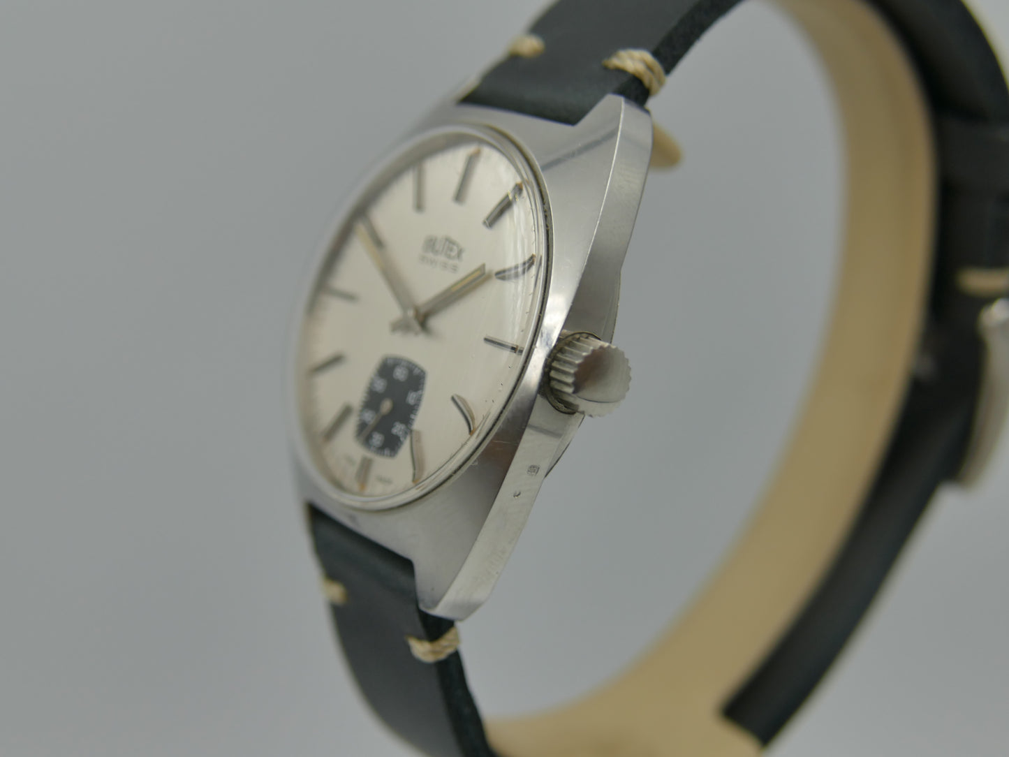 70s vintage watch mens Butex BWC Swiss ref 853016 hand wind unitas 6325 panda style