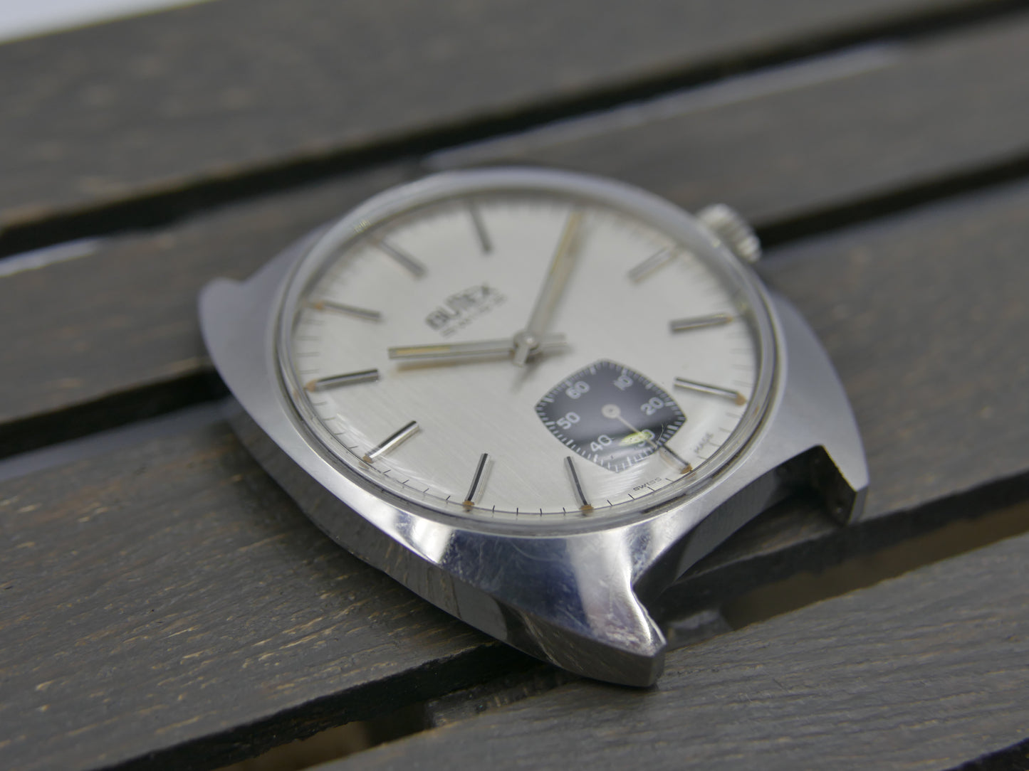 70s vintage watch mens Butex BWC Swiss ref 853016 hand wind unitas 6325 panda style