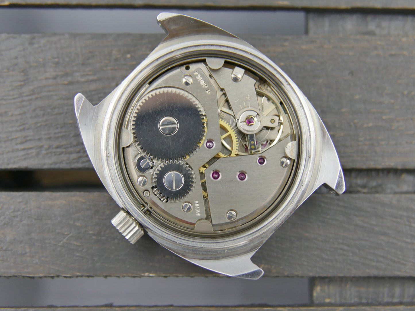 70s vintage watch mens Butex BWC Swiss ref 853016 hand wind unitas 6325 panda style