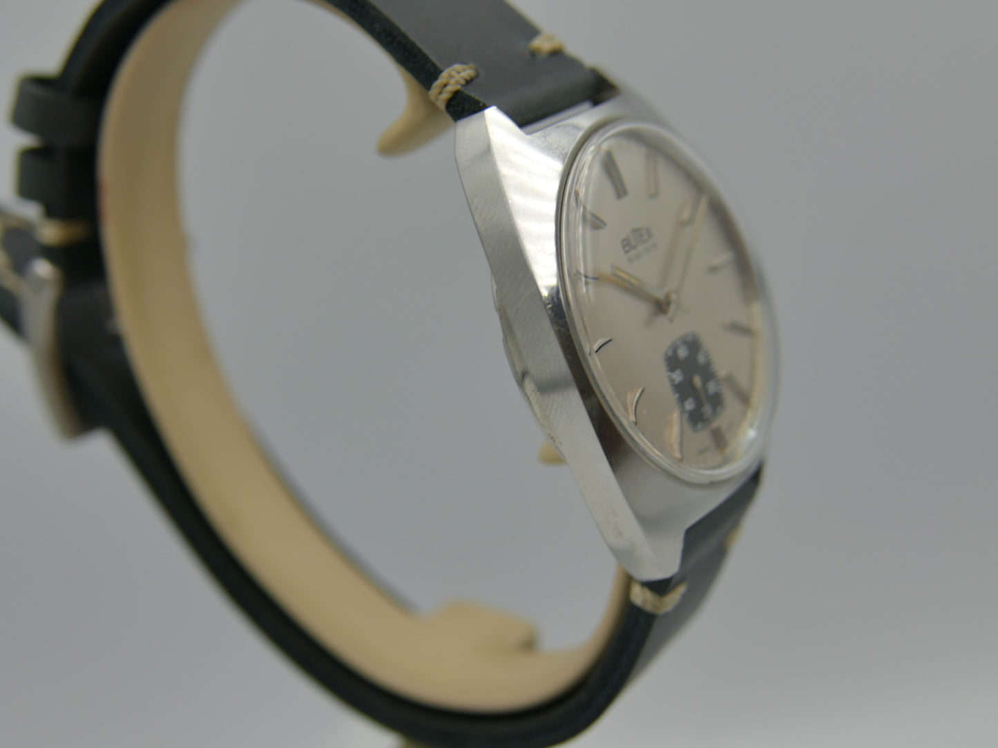 70s vintage watch mens Butex BWC Swiss ref 853016 hand wind unitas 6325 panda style