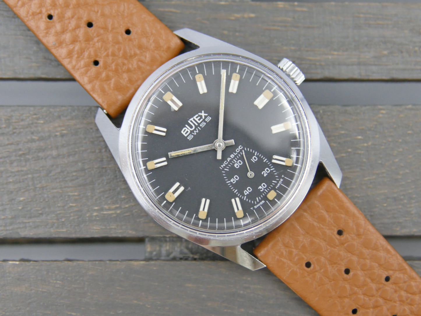 70s vintage watch mens Butex - BWC Swiss hand wind unitas 6532 military