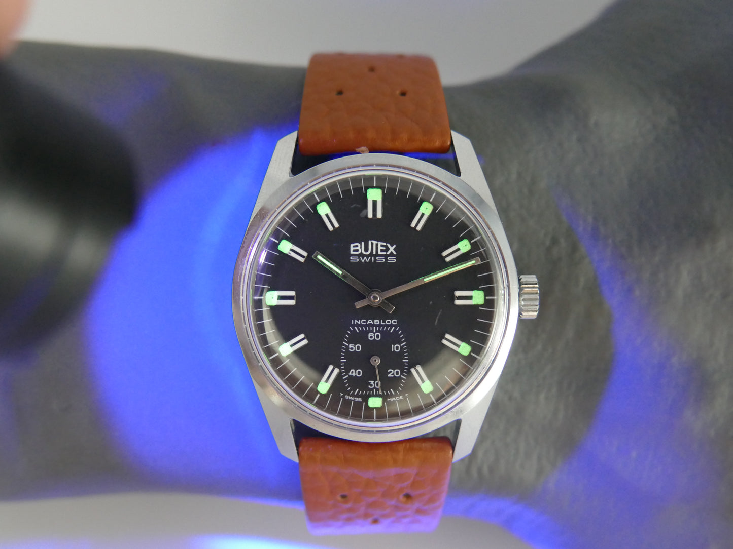 70s vintage watch mens Butex - BWC Swiss hand wind unitas 6532 military