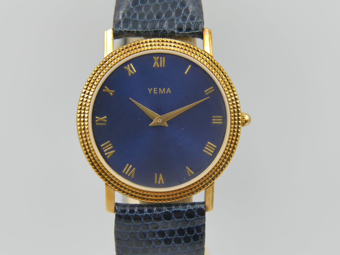 90s vintage watch mens Yema Round Gold Guilloché ref 028p33 NOS