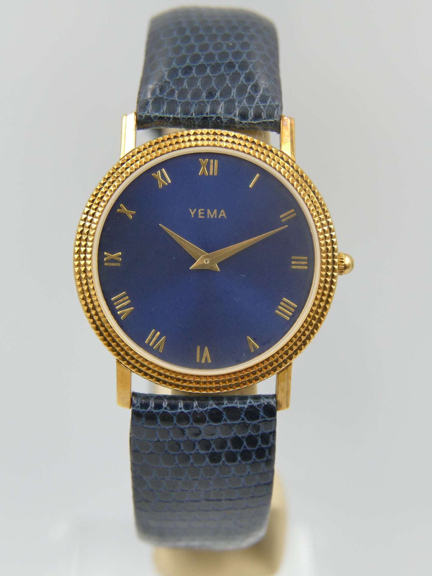 90s vintage watch mens Yema Round Gold Guilloché ref 028p33 NOS
