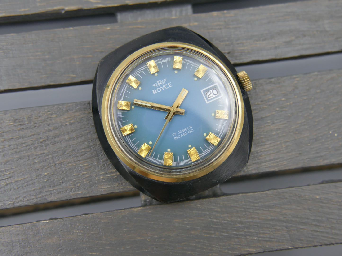 70s Vintage watch mens Royce (S. Kocher) Manual Wind AS 1950 Tiffany Blue Dial