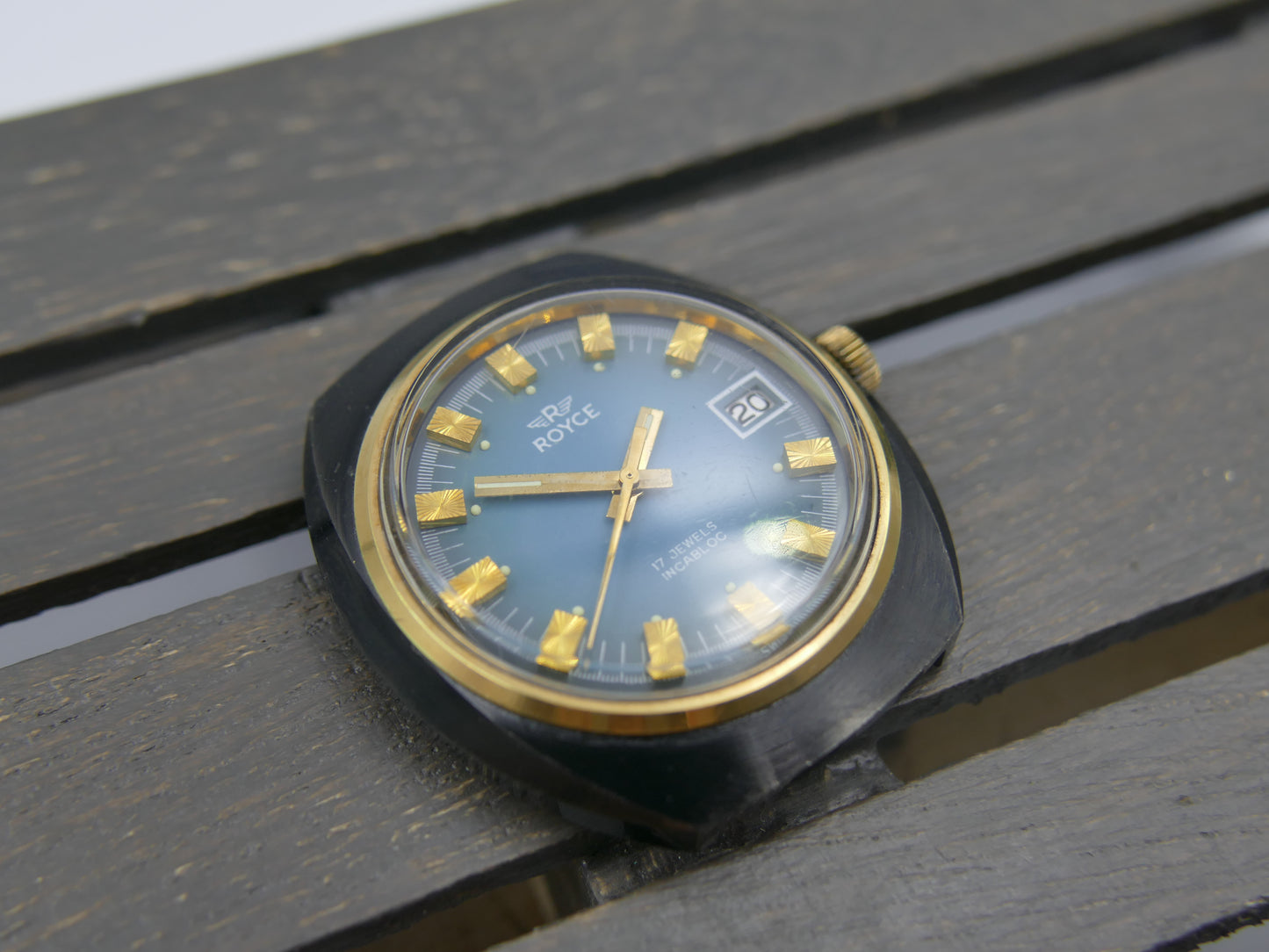 70s Vintage watch mens Royce (S. Kocher) Manual Wind AS 1950 Tiffany Blue Dial