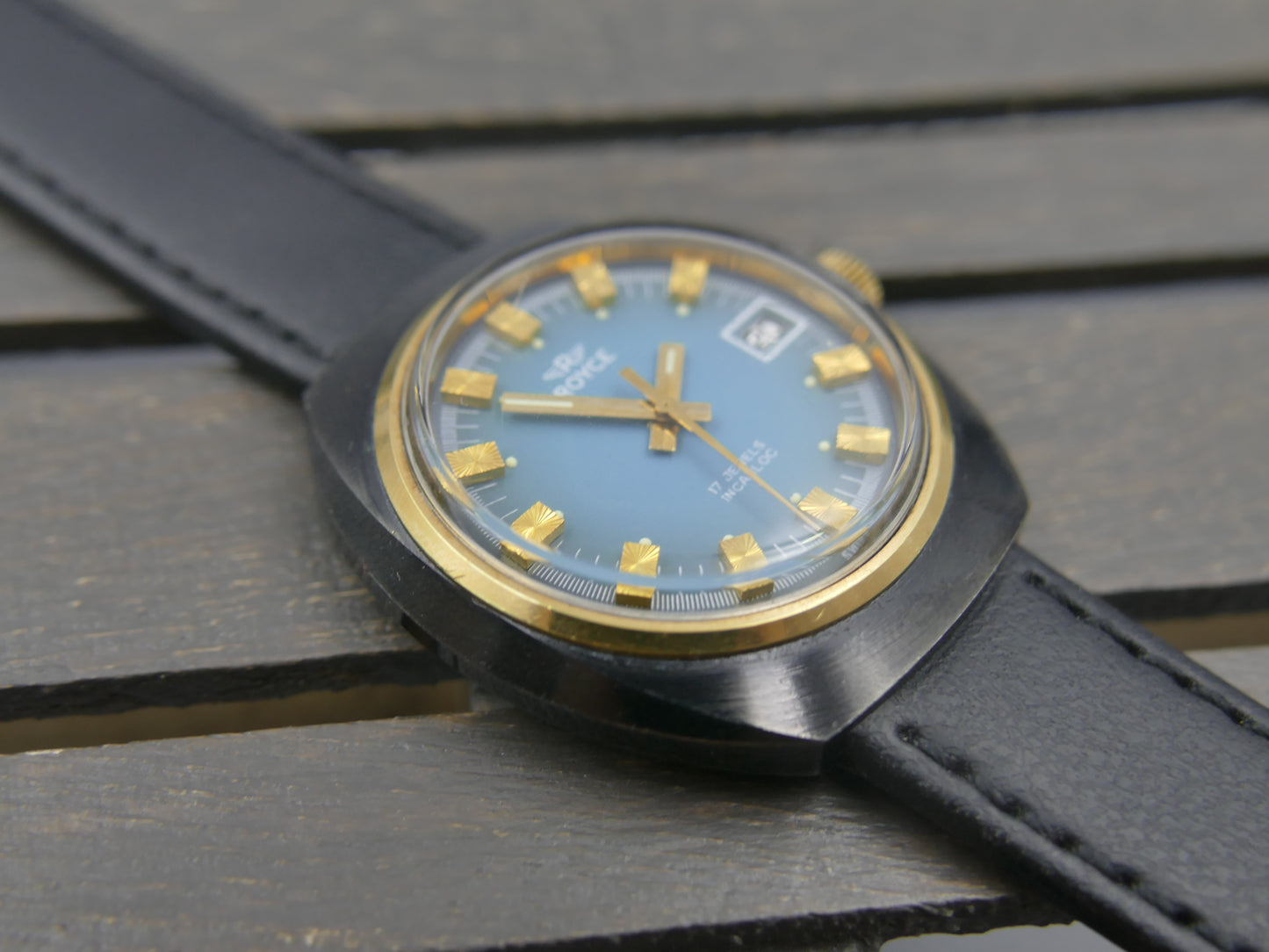 70s Vintage watch mens Royce (S. Kocher) Manual Wind AS 1950 Tiffany Blue Dial