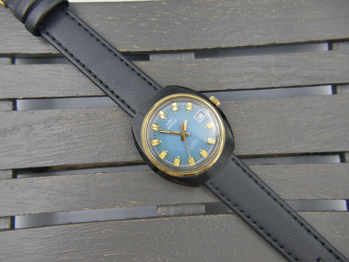70s Vintage watch mens Royce (S. Kocher) Manual Wind AS 1950 Tiffany Blue Dial
