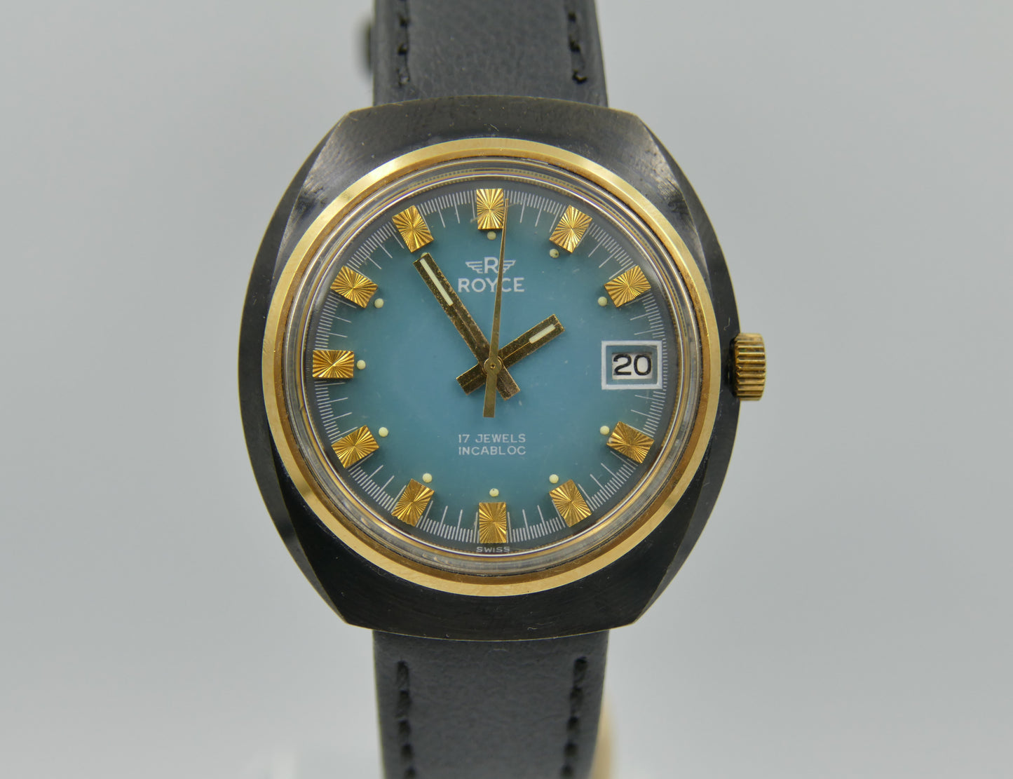 70s Vintage watch mens Royce (S. Kocher) Manual Wind AS 1950 Tiffany Blue Dial