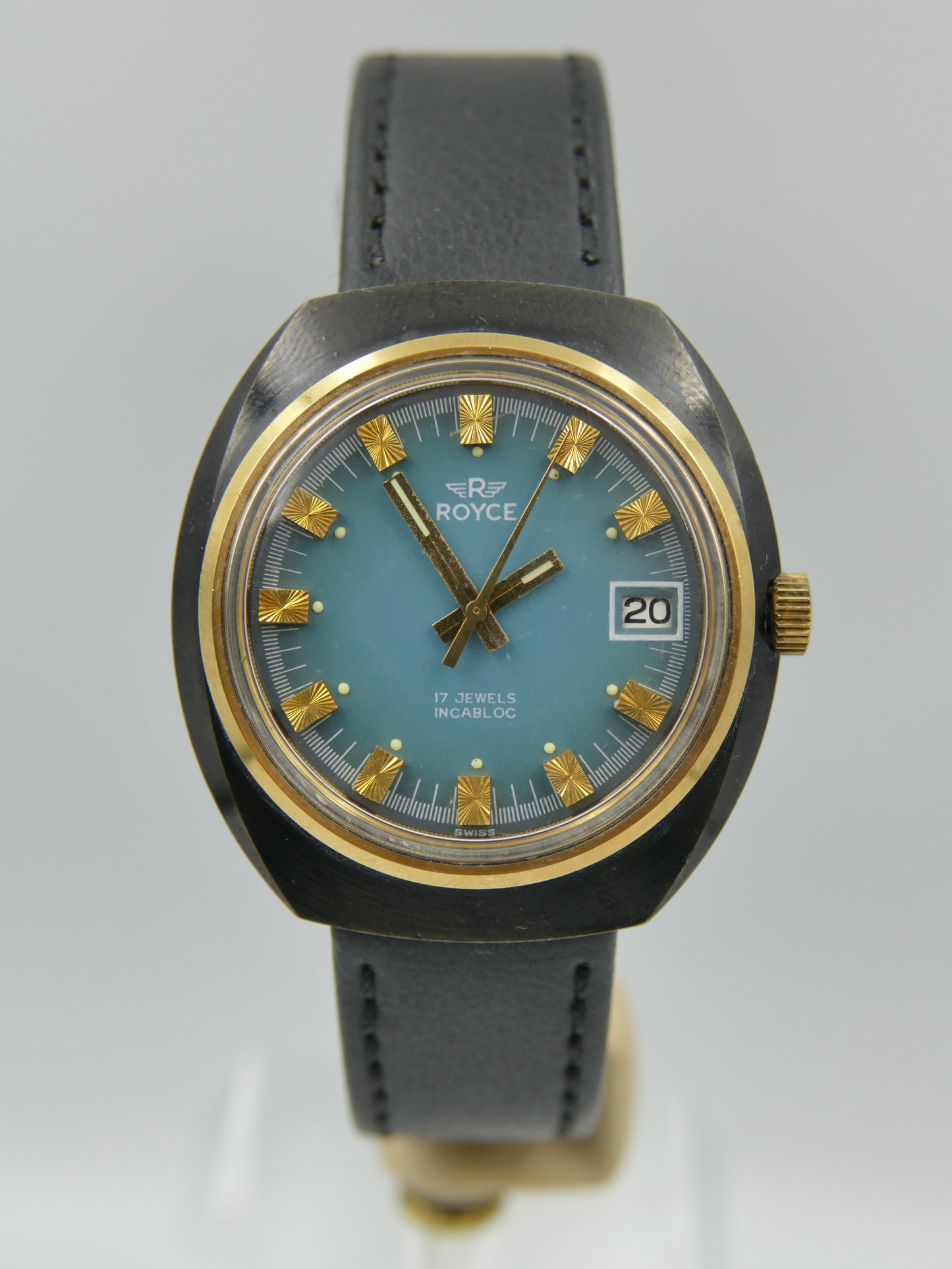 70s Vintage watch mens Royce (S. Kocher) Manual Wind AS 1950 Tiffany Blue Dial