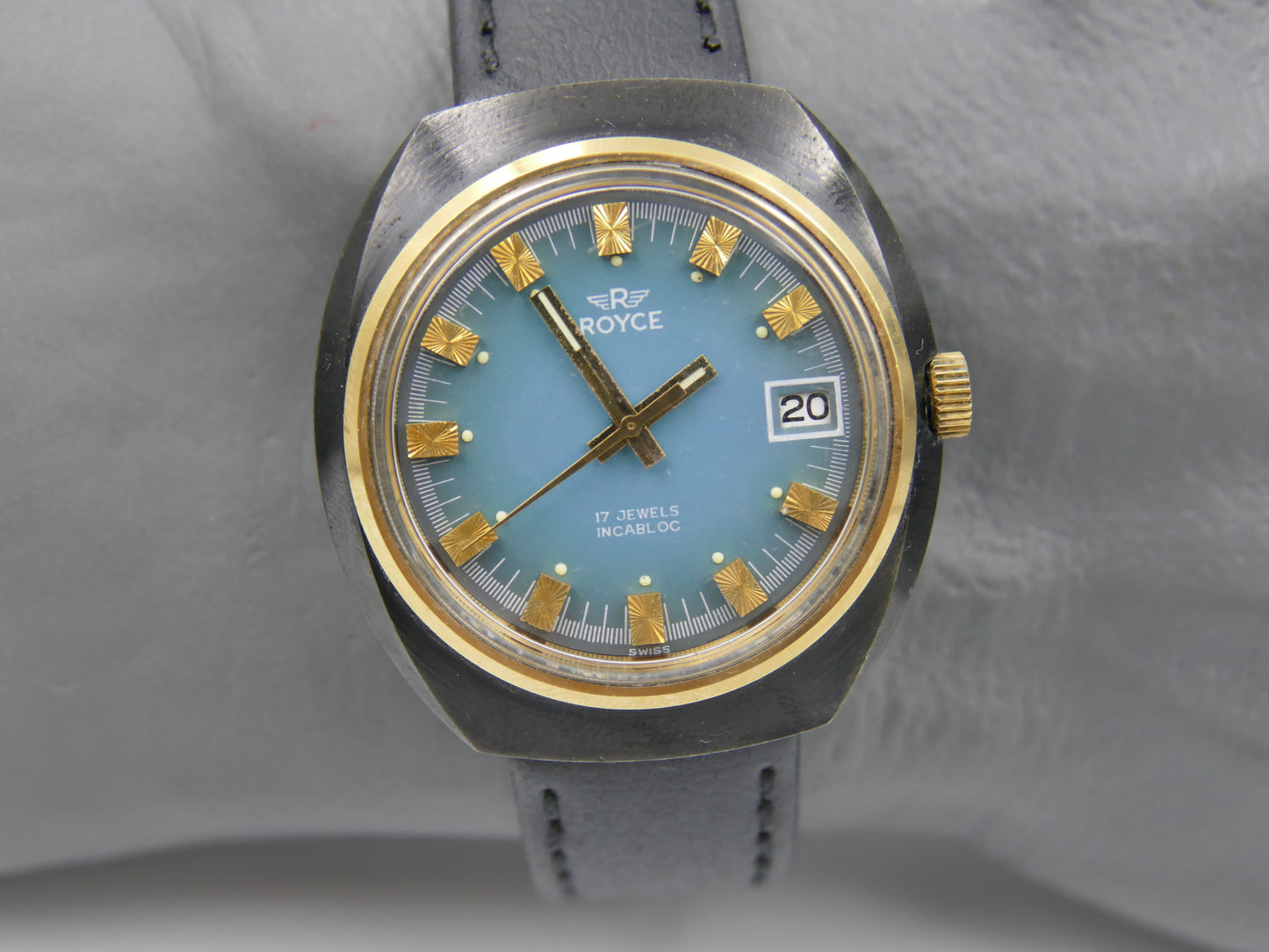 70s Vintage watch mens Royce (S. Kocher) Manual Wind AS 1950 Tiffany Blue Dial