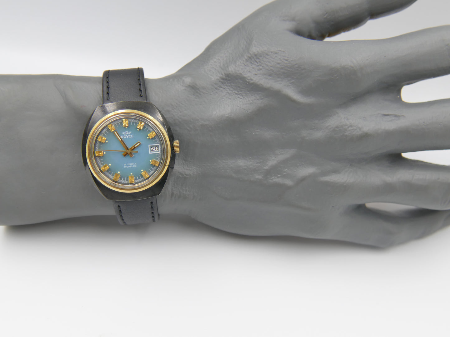 70s Vintage watch mens Royce (S. Kocher) Manual Wind AS 1950 Tiffany Blue Dial