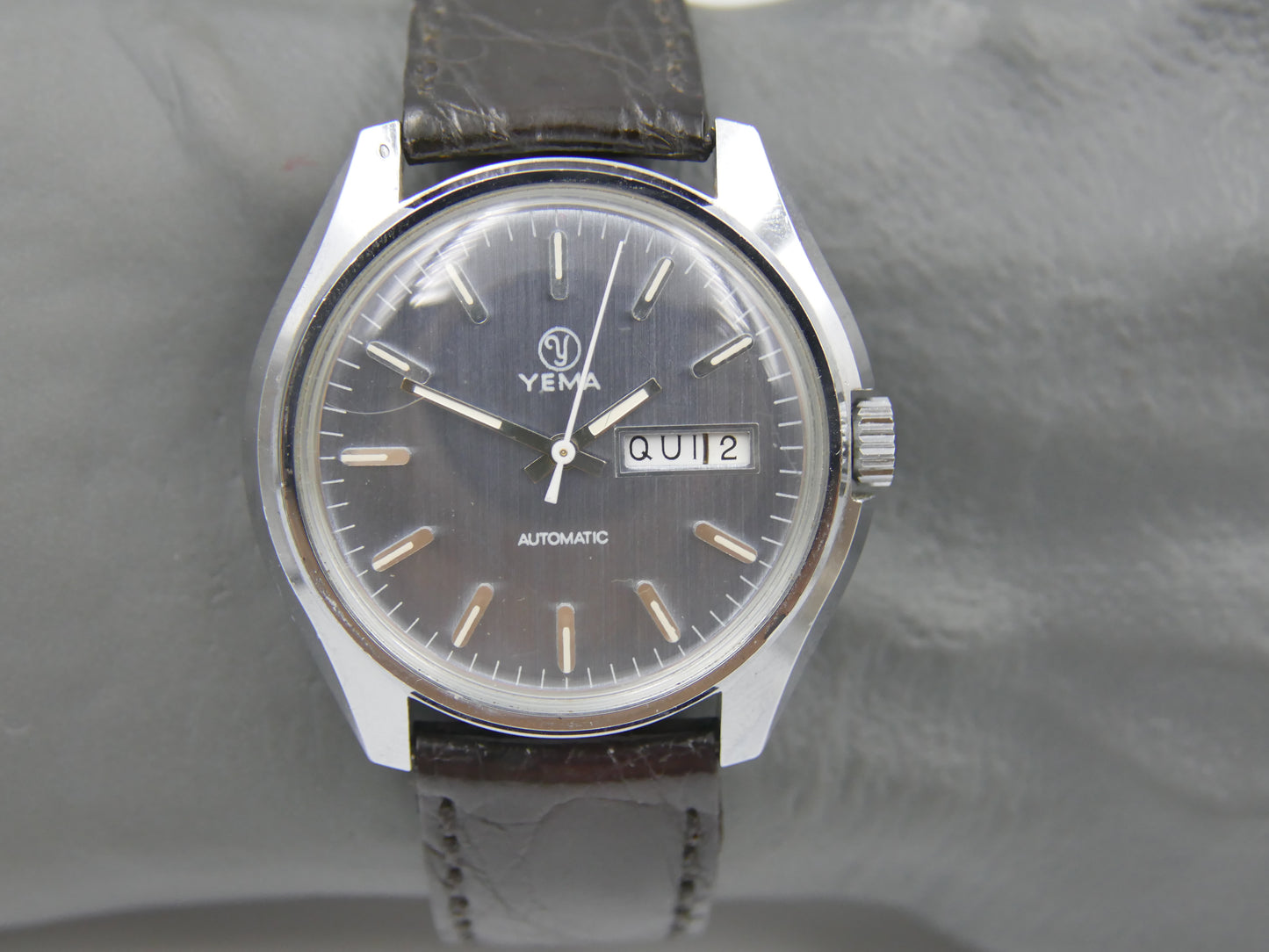 70s vintage watch mens Yema automatic FE 4612 blue dial mint