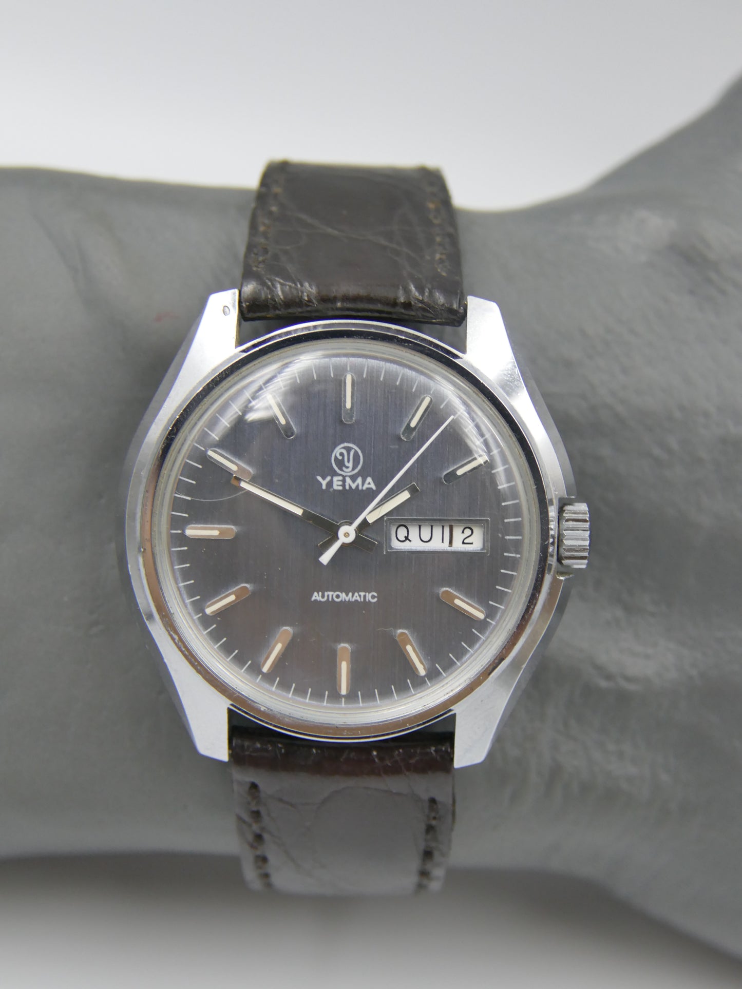 70s vintage watch mens Yema automatic FE 4612 blue dial mint