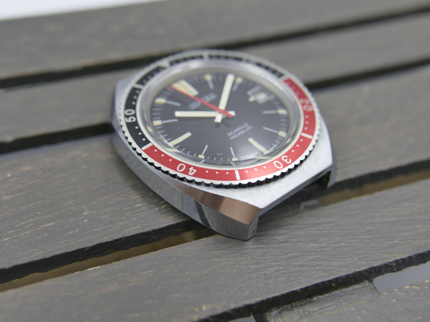 70s vintage watch mens Gracex Seabold Skin Diver Coke Bezel hand wind Cal. FHF/ST 96-4 mint