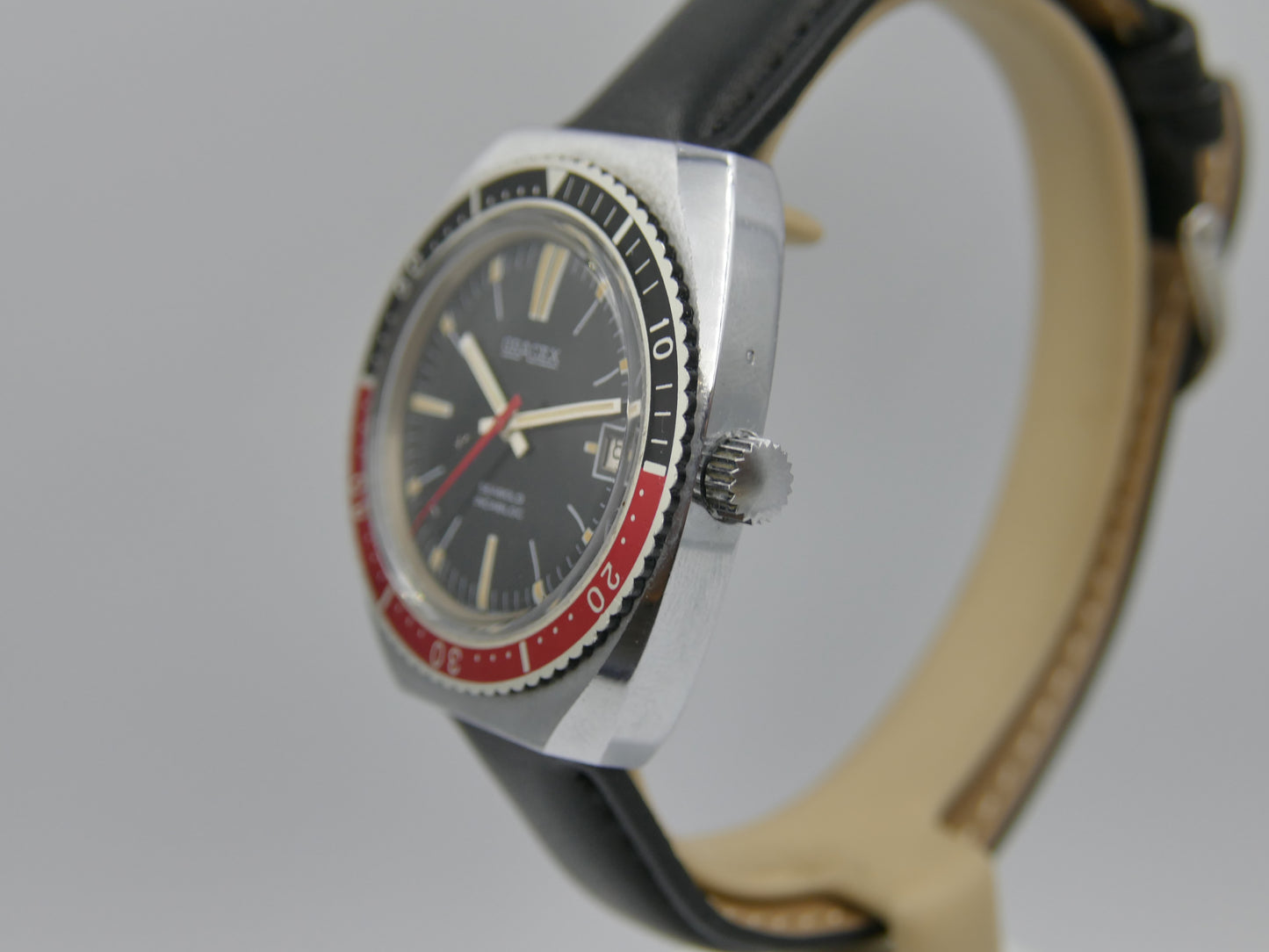 70s vintage watch mens Gracex Seabold Skin Diver Coke Bezel hand wind Cal. FHF/ST 96-4 mint