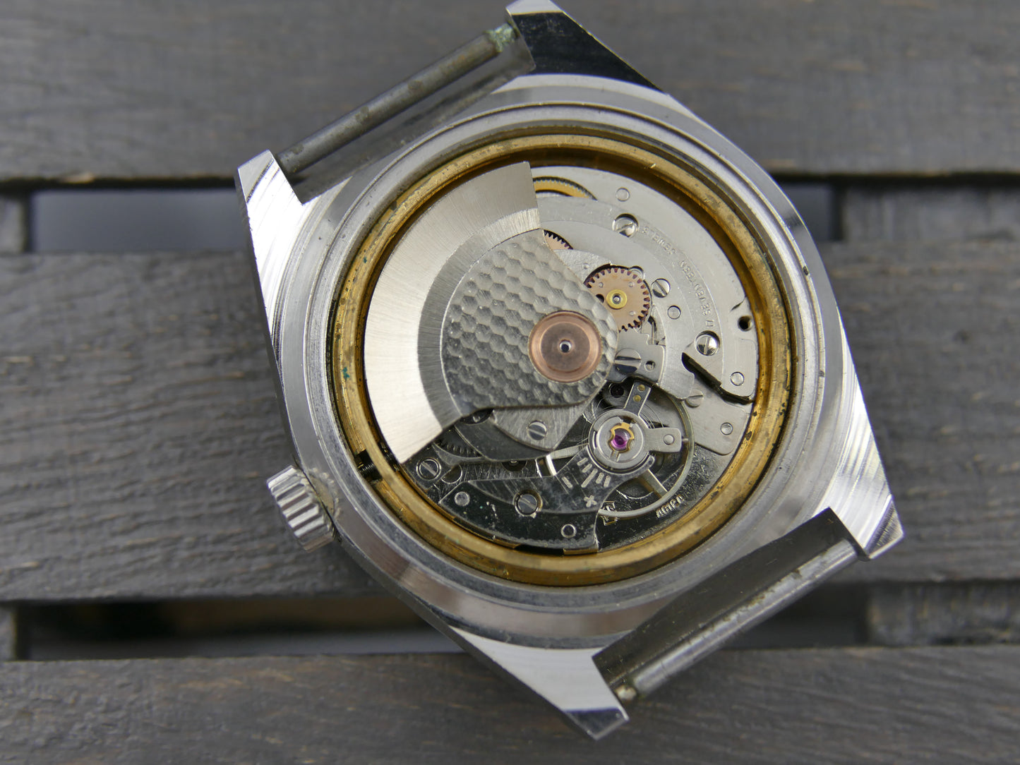 70s Vintage watch mens Juanvix Automatic FE 4612A  Vertical Slate Fumé Dial NOS