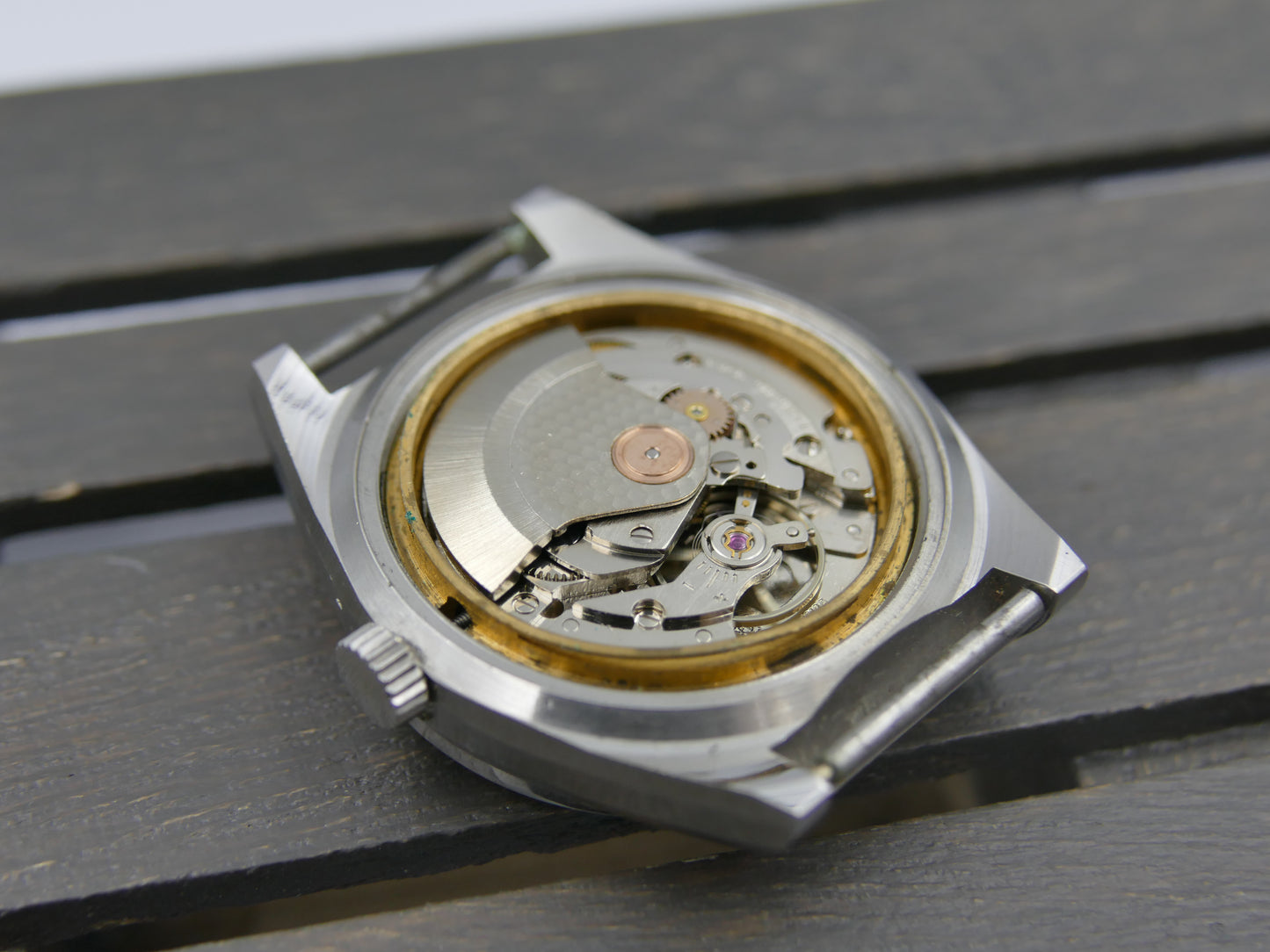 70s Vintage watch mens Juanvix Automatic FE 4612A  Vertical Slate Fumé Dial NOS