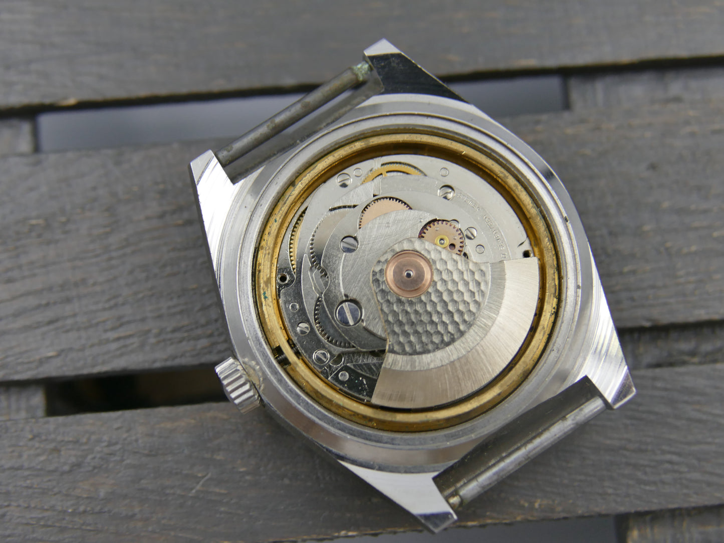 70s Vintage watch mens Juanvix Automatic FE 4612A  Vertical Slate Fumé Dial NOS