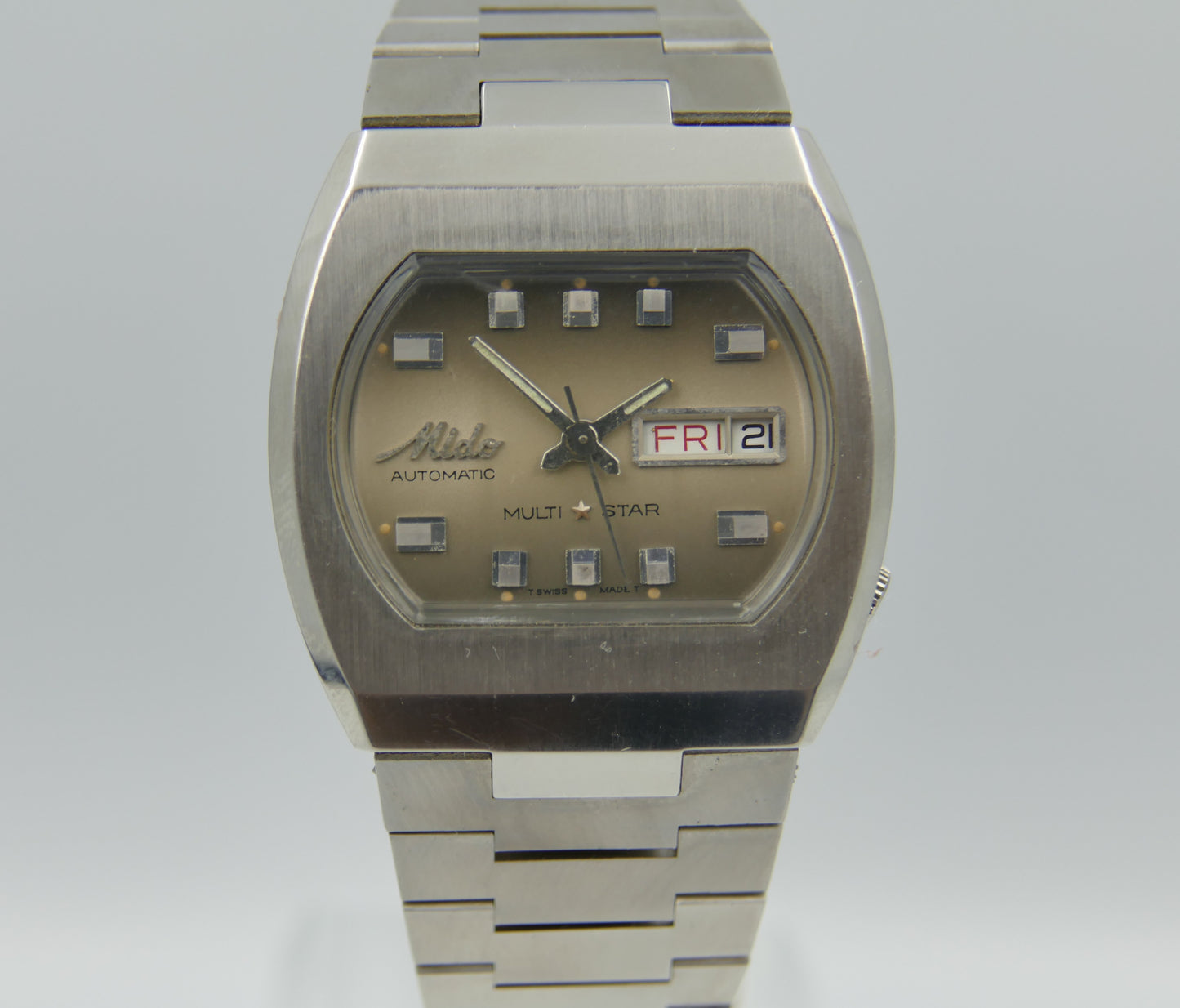 70s vintage watch Mido multi star ref 1869 automatic eta 2789 brown NOS