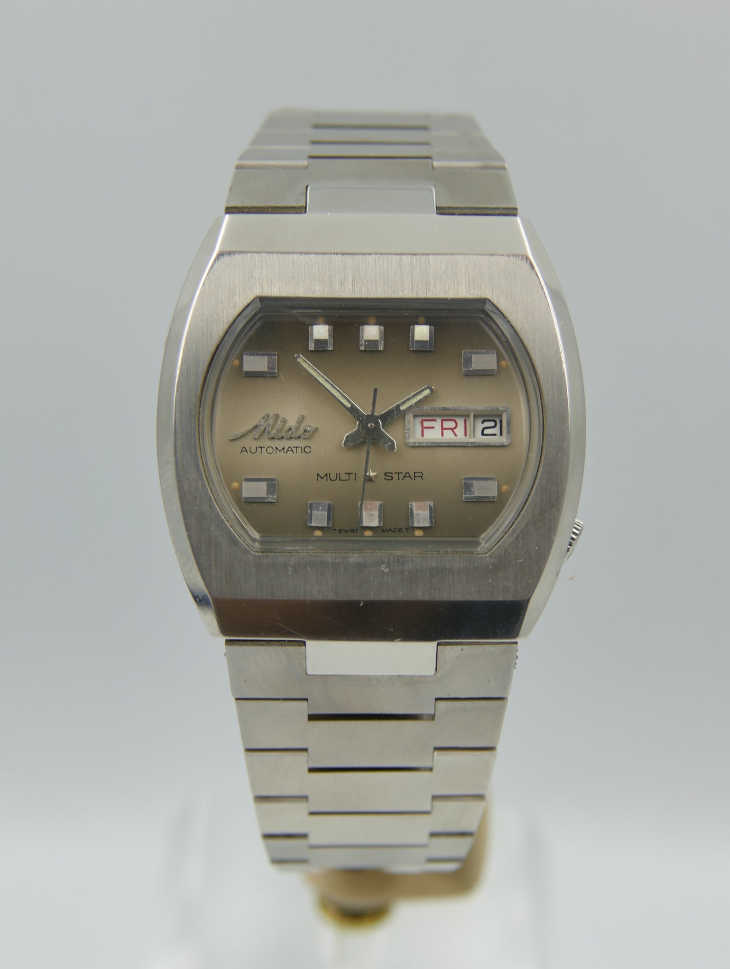 70s vintage watch Mido multi star ref 1869 automatic eta 2789 brown NOS