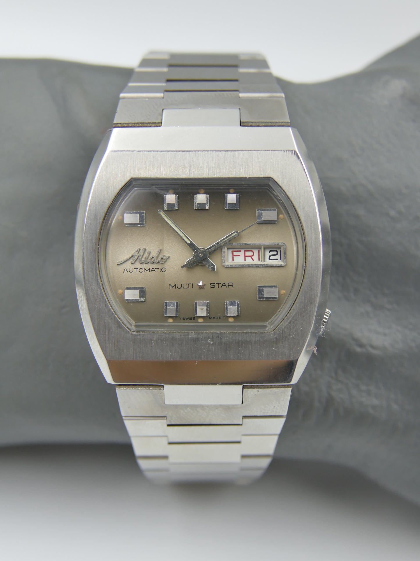 70s vintage watch Mido multi star ref 1869 automatic eta 2789 brown NOS